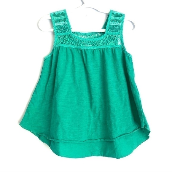 𝅺dex Teal Lace Embroidered Neckline Sleeveless Top US 4-5 Girls - Picture 1 of 5